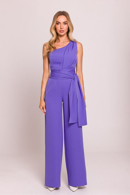 Combinaison violet l asymétrique pour femme, élégante et fluide, mode durable fabriquée en Europe.